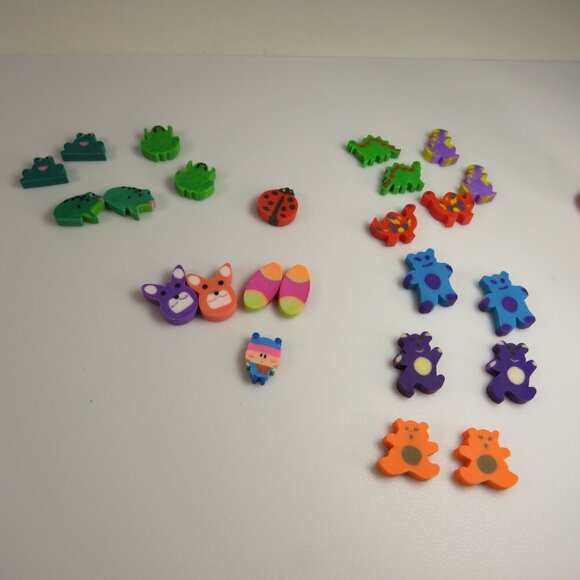Easter Egg Filler: Small Dino, Bears, Frogs Erasers (24 items) - Picture 2 of 14